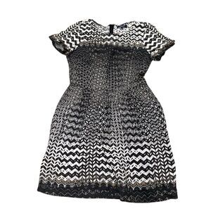 Madewell Black and White Chevron Short Sleeve Top